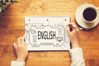 Bir kişi ile bir Notebook yazma İngilizce kavramı 