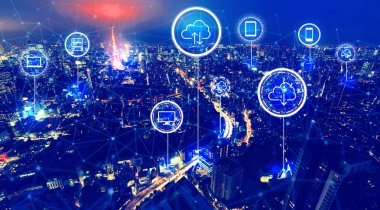 Tokyo'nun havadan görünümüyle bulut bilgi işlem