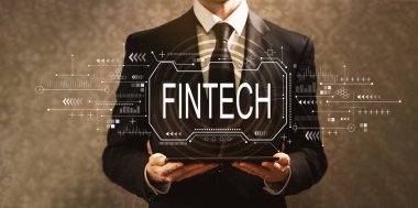 İşadamı ile Fintech konsepti