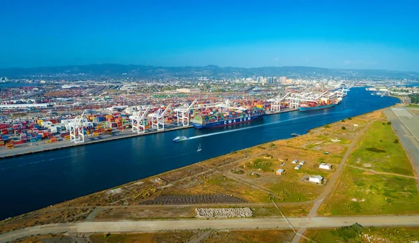 Oakland Harbor port terminal with shipping containers