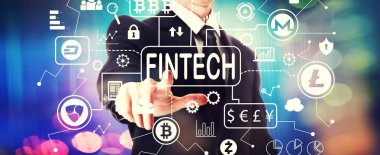 Bir işadamı ile Cryptocurrency fintech teması