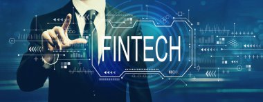 İşadamı ile Fintech konsepti