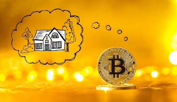 Traum von einer neuen Heimat mit Bitcoin — Stockfoto