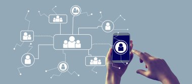 Akıllı telefon ile sosyal bağlantılar teması