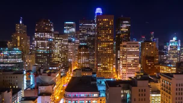 Idő-lapse belvárosi San Francisco éjjel — Stock videók