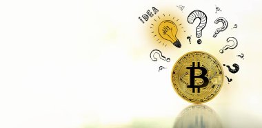 Bitcoin ile soru işaretleri ile Fikir ampuller