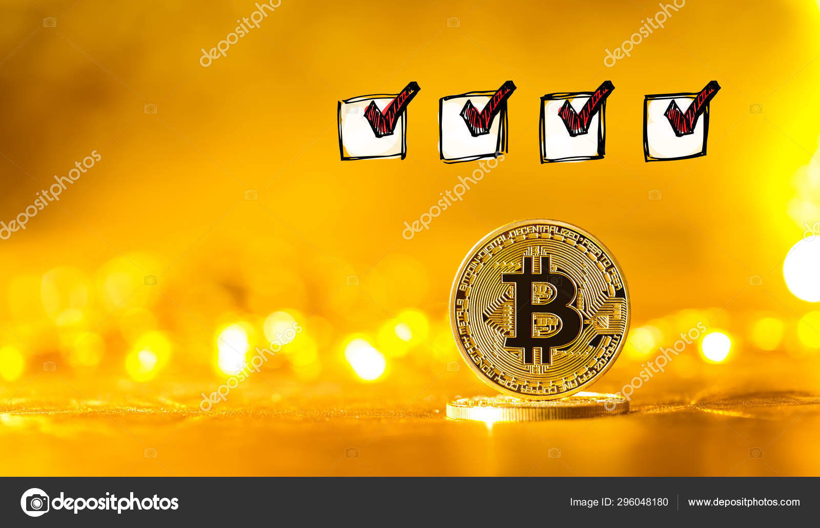 Lista de comprobación con bitcoin — Foto de stock #296048180 © Melpomene