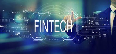 Bir işadamı ile Fintech konsepti