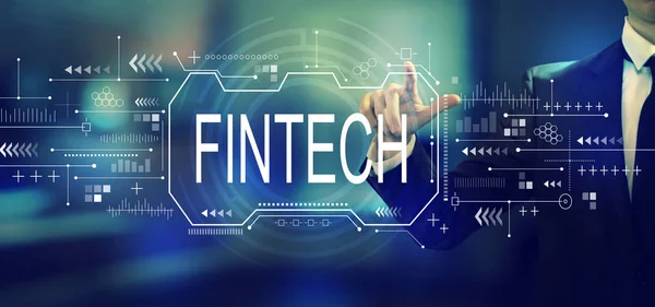 Bir işadamı ile Fintech konsepti — Stok fotoğraf