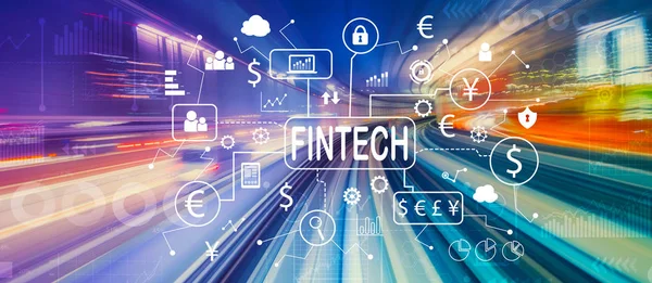 高速运动模糊的Fintech主题 — 图库照片