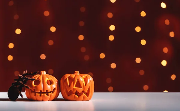 Halloween pumpkins with spider — Stock Photo, Image