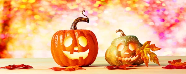 Decorated Halloween pumpkins — Stock Photo, Image