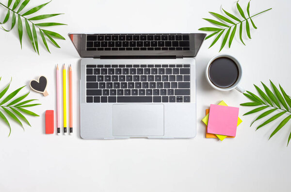 Office supplies with a laptop