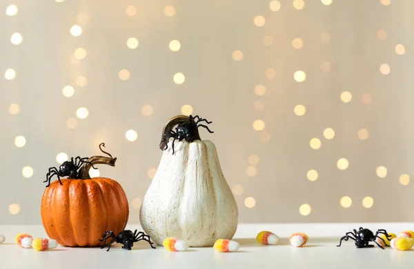 Abóboras de Halloween com aranha — Fotografia de Stock