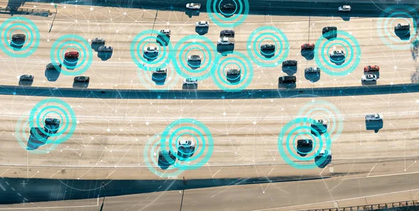 Self driving cars from above — Stock Photo, Image