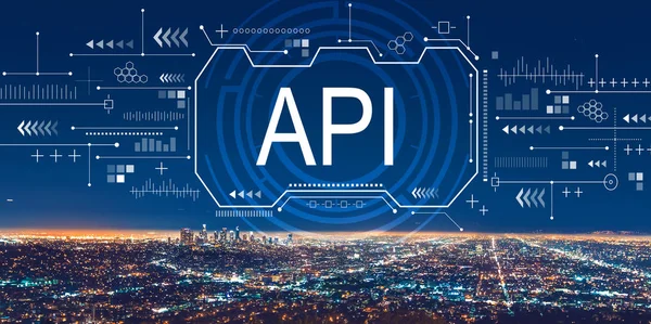 Conceito de API com o centro de Los Angeles — Fotografia de Stock