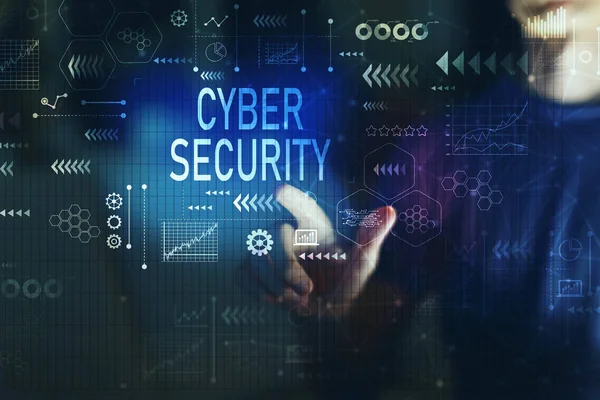 Cyber security with young man — Stock Photo, Image