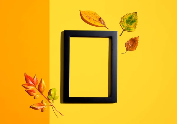 Herfst bladeren met lege fotolijstjes — Stockfoto