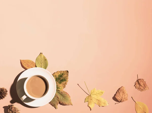 Herfst thema met een kopje koffie — Stockfoto