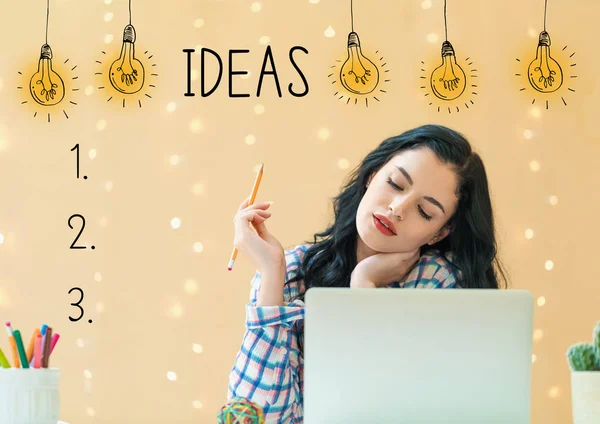 Idea list with young woman — Stock Photo, Image