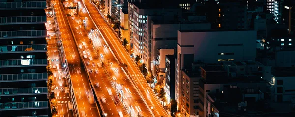 Vista aérea de uma estrada em Osaka — Fotografia de Stock