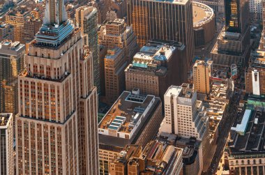 Manhattan 'ın ortasından New York Şehri' nin havadan görüntüsü