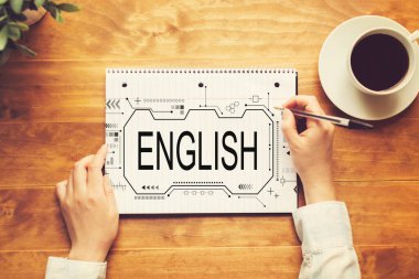 Bir kişi ile bir Notebook yazma İngilizce kavramı