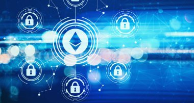 Bulanık soyut ışıklarla Ethereum güvenlik teması