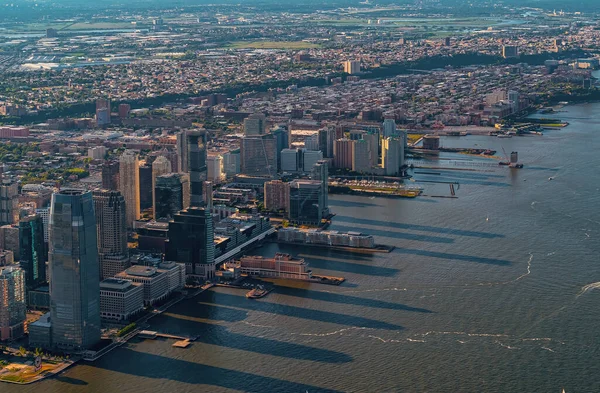 Widok z lotu ptaka na rzekę Hudson pomiędzy NY i New Jersey — Zdjęcie stockowe