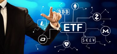 İşadamı ile Cryptocurrency Etf teması