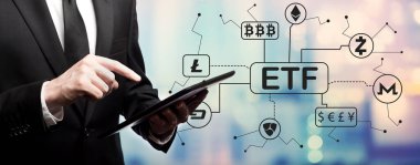 İşadamı ile Cryptocurrency Etf teması