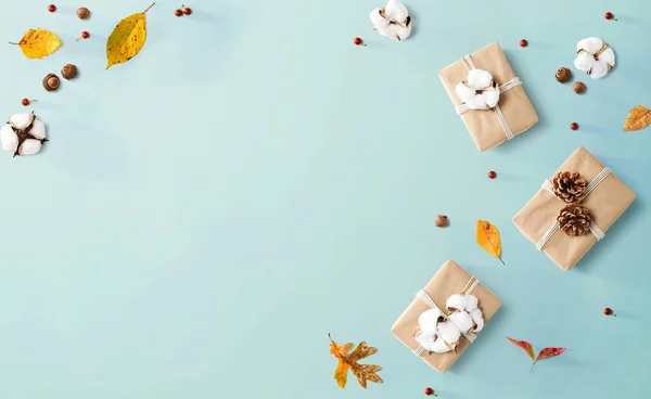 Dárkové boxy s podzimním motivem — Stock fotografie