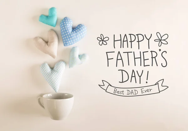 Den otců poselství s modrým srdcem polštáře — Stock fotografie