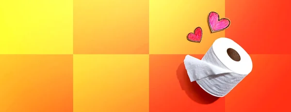 Toilet paper with hearts — Stock Photo, Image