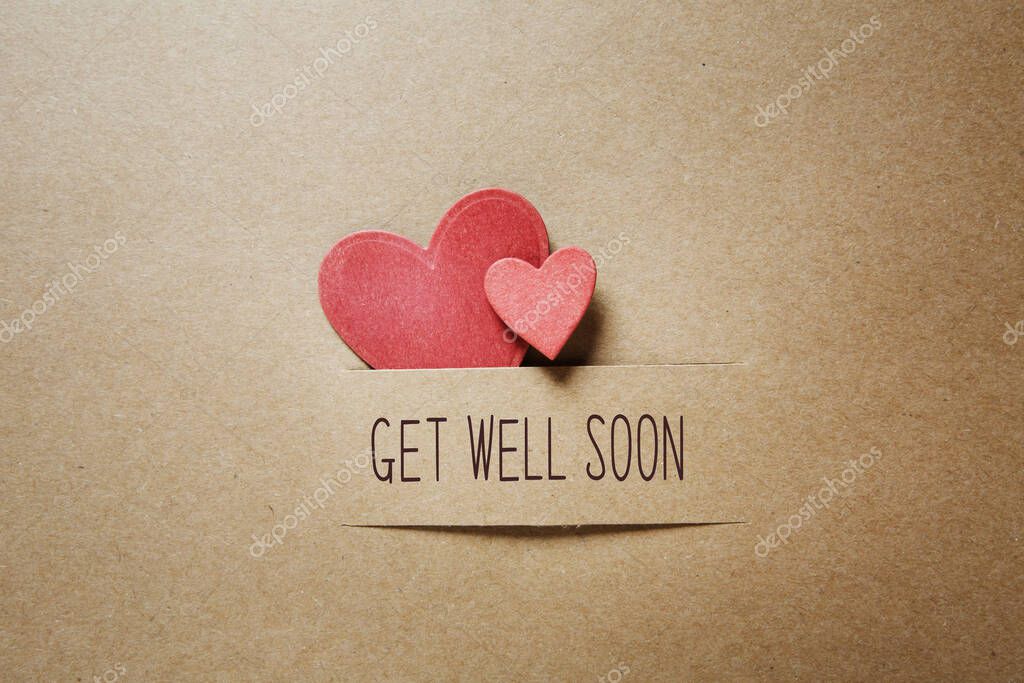Get well soon message with handmade small paper hearts