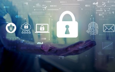 Genç adamla internet ağı güvenliği kavramı