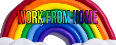 Bir kil gökkuşağı ile Evden Çalışma teması