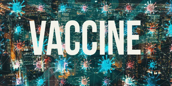 Vaccin tema med natt stadsbild — Stockfoto