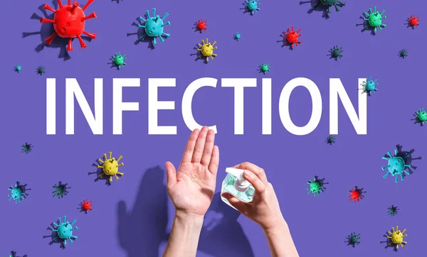 Infektion tema med handdesinfektionsmedel — Stockfoto