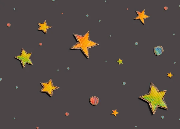 Estrelas e planetas desenhos de artesanato de papelão — Fotografia de Stock