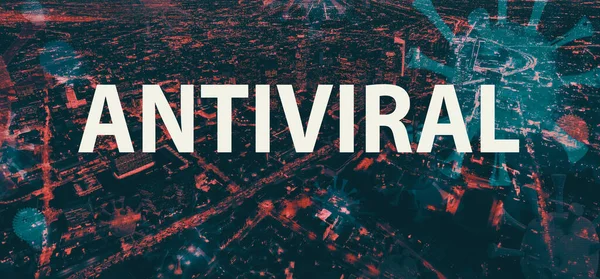 Tema antiviral con el centro de Los Ángeles por la noche —  Fotos de Stock