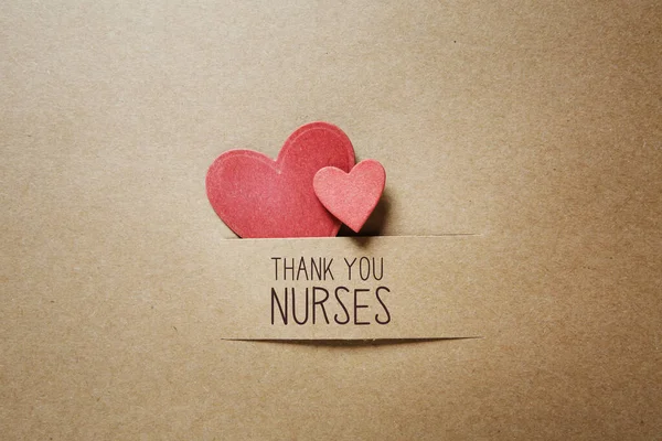 Message des infirmières de remerciement avec de petits cœurs — Photo
