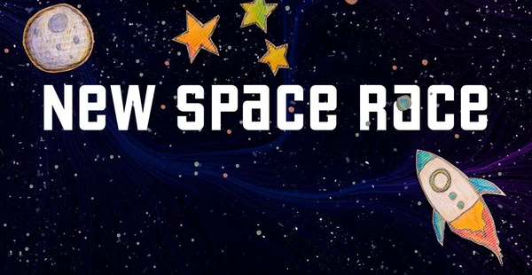 Nuevo tema de Space Race con un fondo de espacio — Foto de Stock