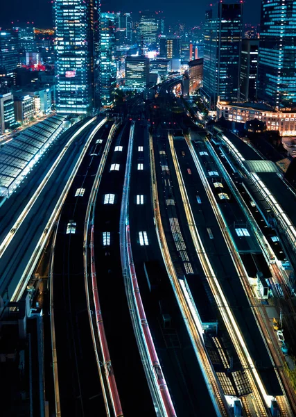 東京駅,日本の列車の空中写真 — ストック写真