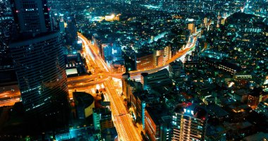 Tokyo şehir manzarası hava manzarası