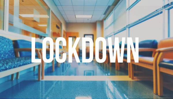Tema Lockdown con un fondo de sala de espera médica — Foto de Stock