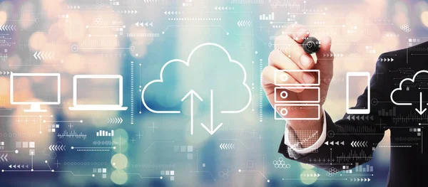 Cloud Computing mit Geschäftsleuten — Stockfoto