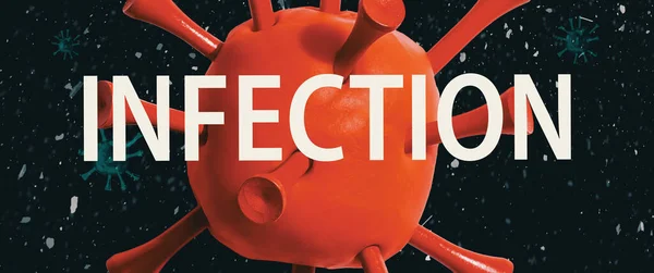 Infektion tema med ett rött virus — Stockfoto