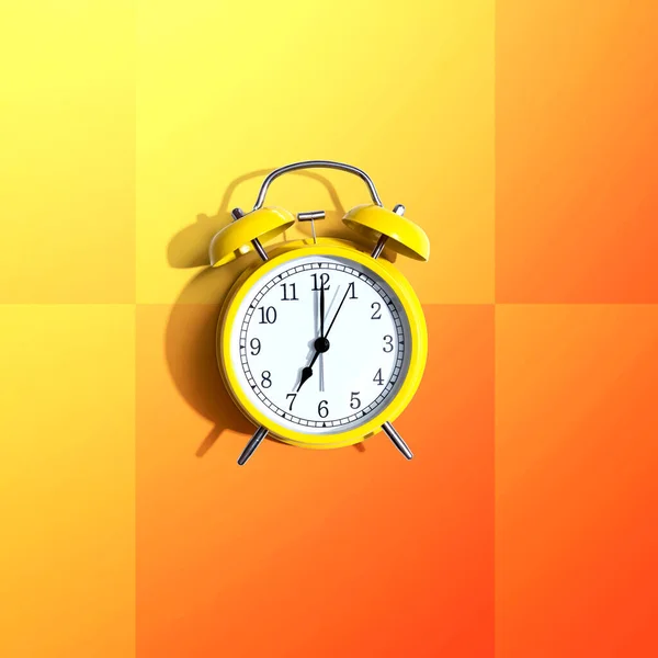 Reloj despertador vintage amarillo con sombra — Foto de Stock