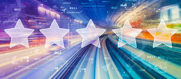 Rating star concept with high speed motion blur